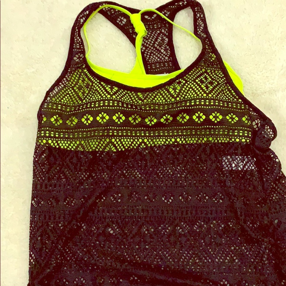 Swimwear! Lacey top with yellow underneath L